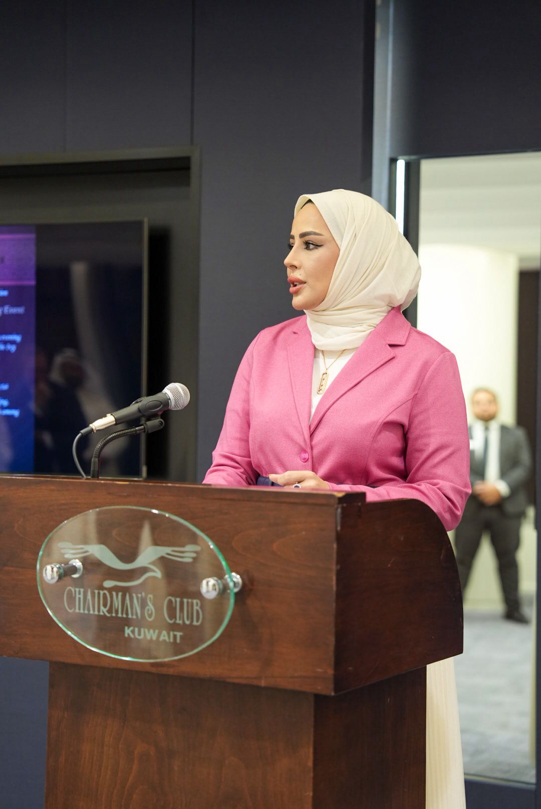 speaker at podium