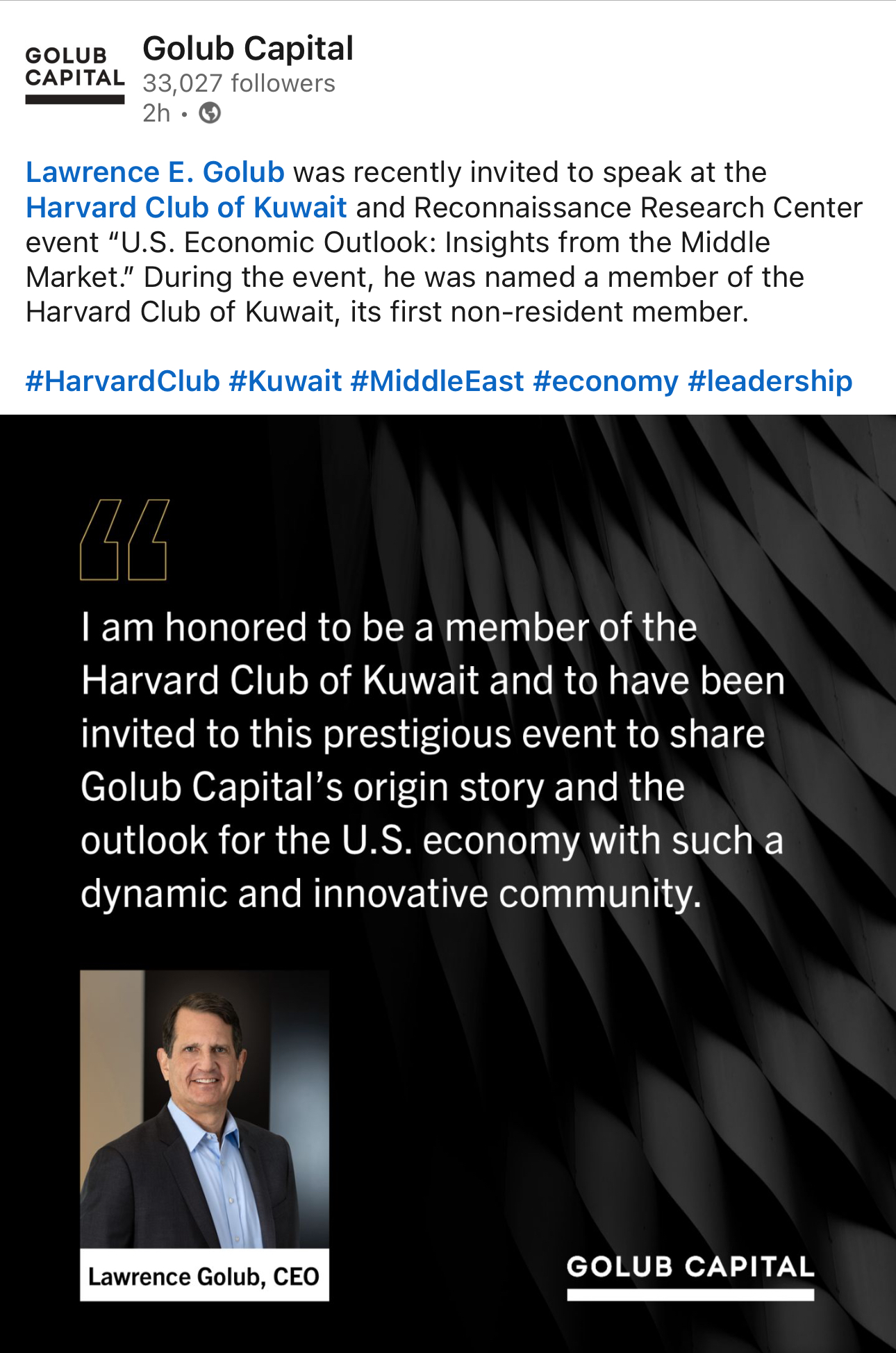 Golub Capital Facebook post